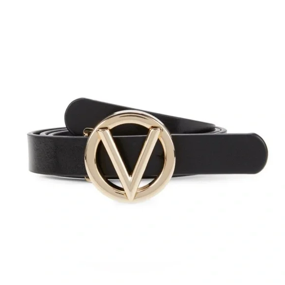 🆕VALENTINO by Mario Valentino Black Belt with Gold V Removable Buckle 🔥Large🔥 - Picture 3 of 17